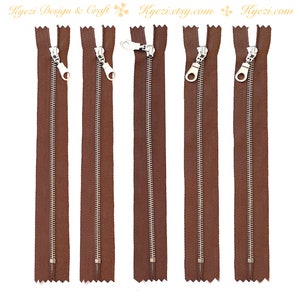 3 5 10 stuks bruin zilver donut trekken metalen tanden ritsen 8 10 12 inch