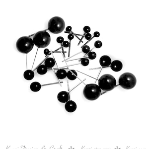 3mm 4mm 5mm 6mm 8mm Black Glass Round Eyes On Wire Pins - Needle Felting Sculptures, Felt Animal Eyes, Knit Stuff Toys, Doll Eyes, K-46