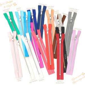 3 5 10 pcs 4 inch Silver Metal Teeth Zippers - Pink Blue Brown Burgundy Grey Black Green Natural Hot Pink Turquoise Fuchsia White Lavender