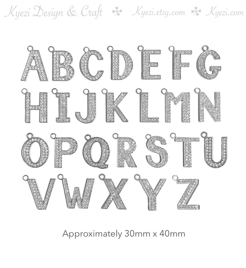 30 X 40mm Large Silver Tone/ White K Alphabet Letter Pendant Charm ...
