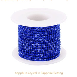 3mm Sapphire Rhinestone Chain By Yard With High Quality Glass Crystals, Colorful Rhinestones, DIY Sparkling Accessories