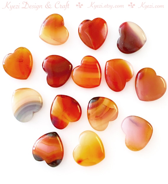 Carnelian Puffy Natural Gemstone Heart Shaped Charm Pendant Jewelry