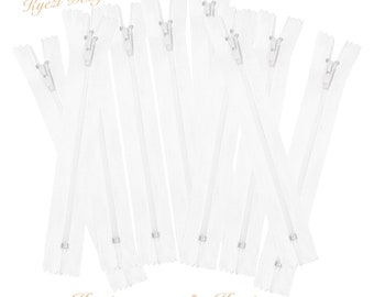 SHUNLI 20 Stück Nylon-Reißverschlüsse Nr. 3 - Weiß, 50,8 Cm, Mit Metallschieber