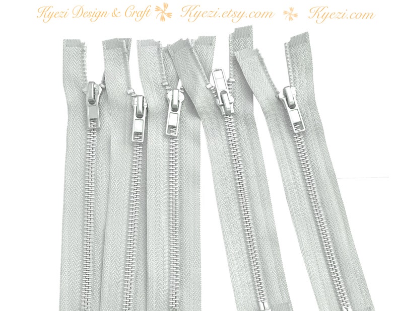 Gauge 5 Sale Wholesale Zippers Aluminum Metal Teeth Zippers 26 Inch Light Grey Silver Separating Jacket Zipper