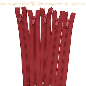 De 1 a 10 piezas de cremalleras de nailon de 24 pulgadas de largo color burdeos, cremalleras para bolsos y carteras