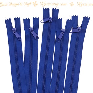 1 to 10 pcs 14 Inch Royal Blue Long Pull Nylon Zippers, Handbag Purse Pull Zippers