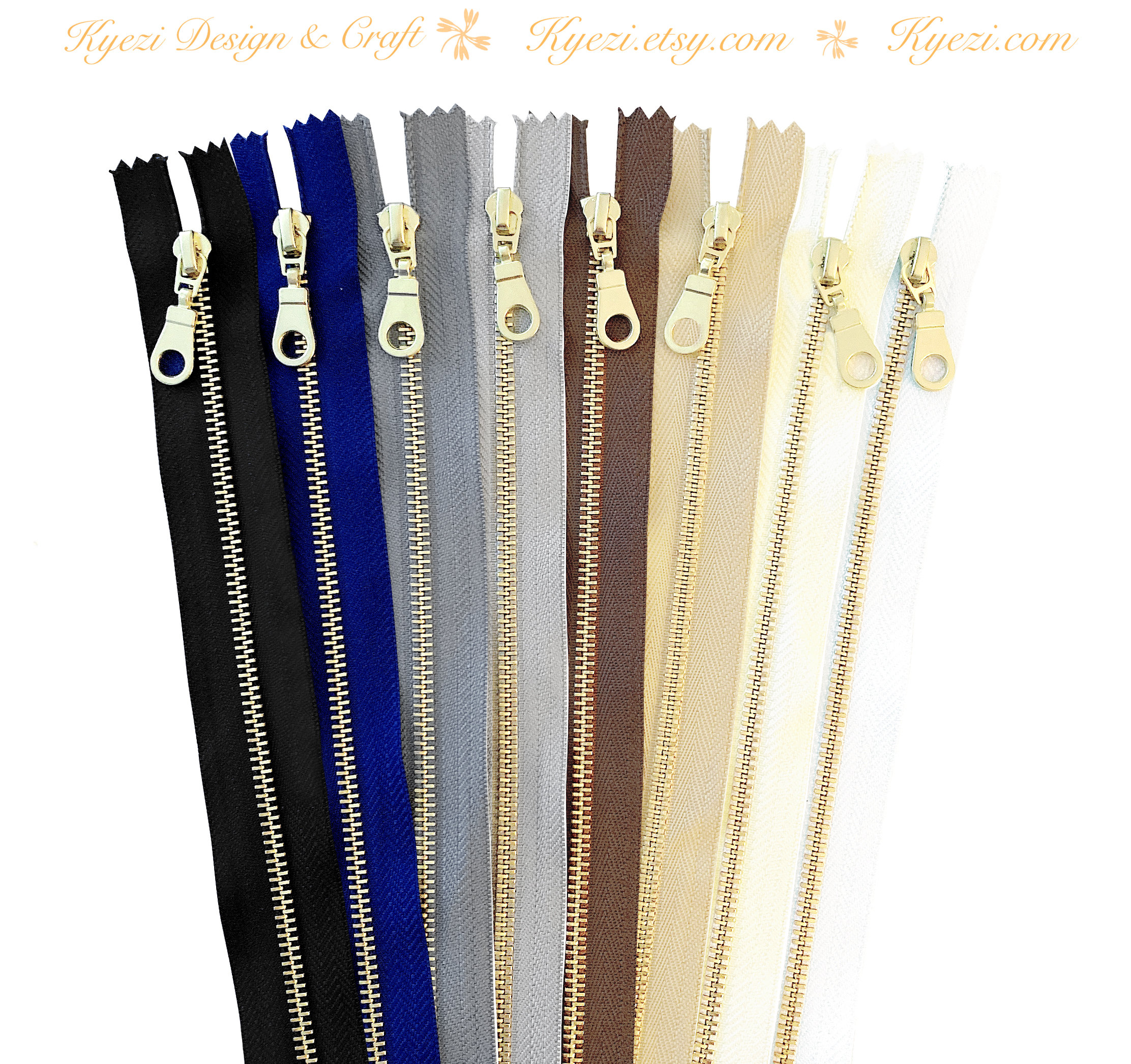 【LES CLEIAS】ゼナリング 金メッキ Amazon.com: 10 pcs Brass Gold Metal Teeth Zippers (Natural