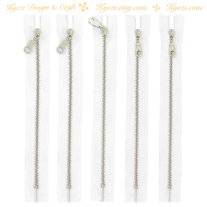 3 5 10 Pcs White Silver Donut Pull Metal Teeth Zippers 8 10 12 Inch