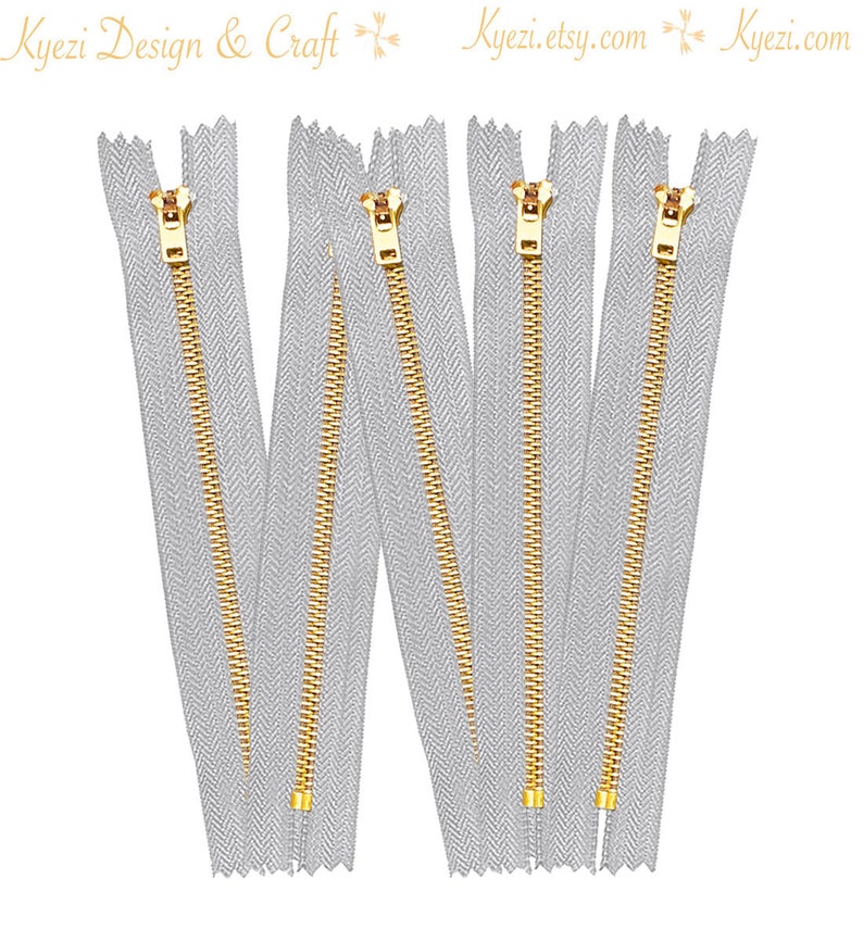 1 5 10 Pcs 10 Inch Light Grey Tape Jeans Zippers 5 Brass Etsy