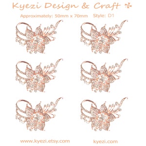 6pcs Rose Gold High Quality Crystal Rhinestone Embellishment Rhinestone Brooch Pin Big Crystal Brooch DIY Wedding Bouquet Brooch Style: D1