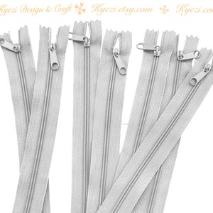 De 1 a 10 piezas de cremalleras de nailon de 12 pulgadas de largo, de color gris claro, para bolsos y carteras