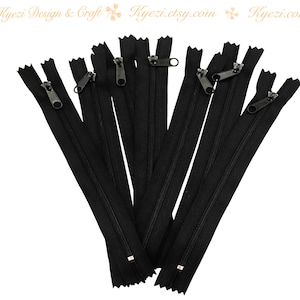 1 to 10 pcs 10 Inch Black Long Pull Nylon Zippers, Handbag Purse Pull Zippers