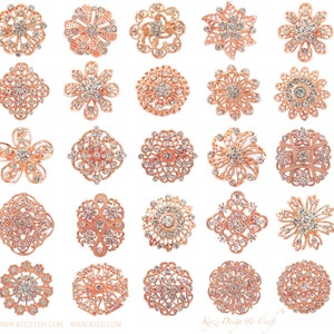 Wholesale 10-100 pcs Rose Gold High Quality Crystal Rhinestone Brooch Pin Wedding Bouquet Cake DIY Kit Invitation Decoration