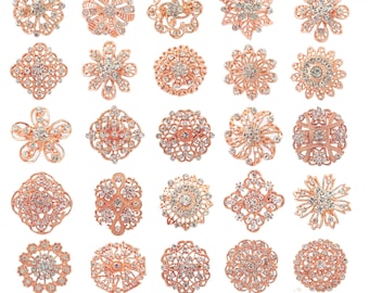 Wholesale 10-100 pcs Rose Gold High Quality Crystal Rhinestone Brooch Pin Wedding Bouquet Cake DIY Kit Invitation Decoration