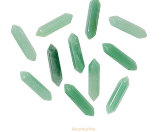 Aventurine Points sculptés à double terminaison, cristal de pierre précieuse naturelle - K224D