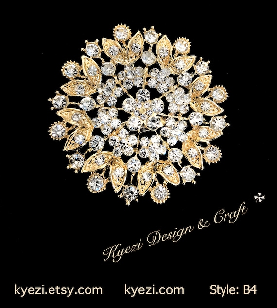 PATIKIL Grote Strass Broche, Vintage Kristal Boeket Pin Champagne