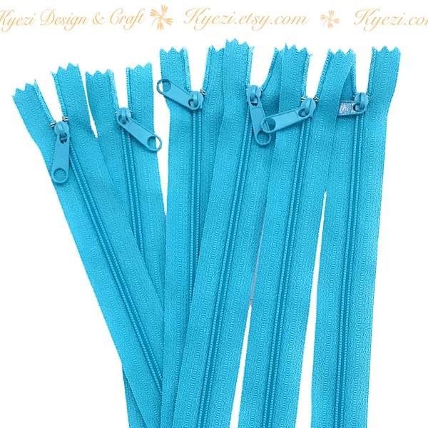 1 to 10 pcs 12 Inch Turquoise Long Pull Nylon Zippers, Handbag Purse Pull Zippers