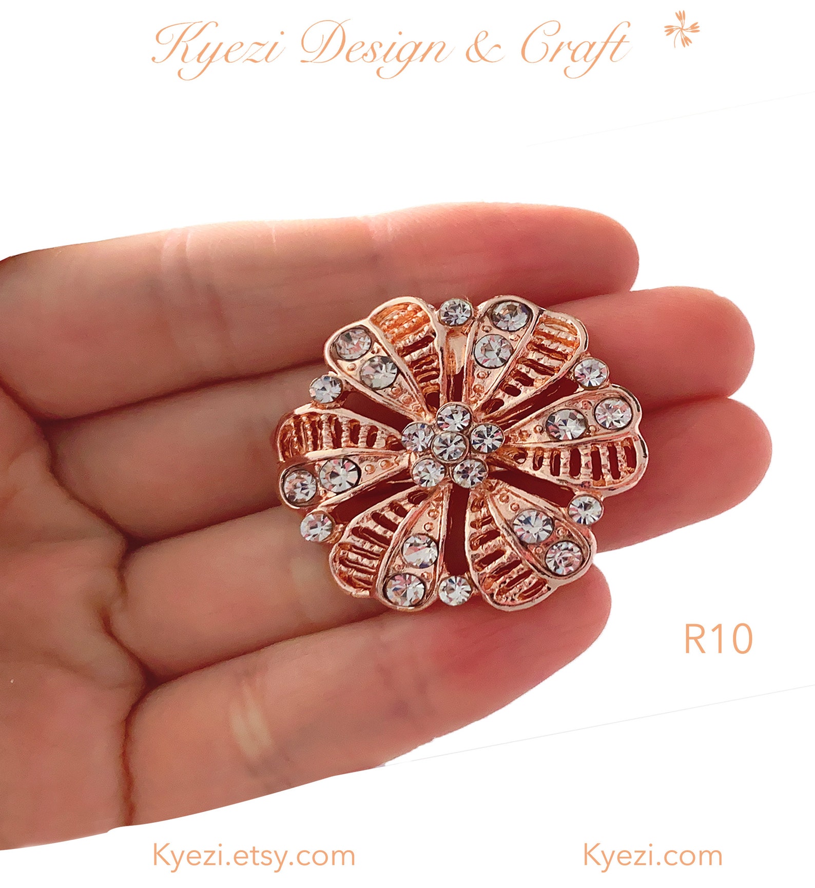 1 5 10 Pcs Rose Gold Gorgeous Luxury Sparkling Rhinestone Brooch, High ...