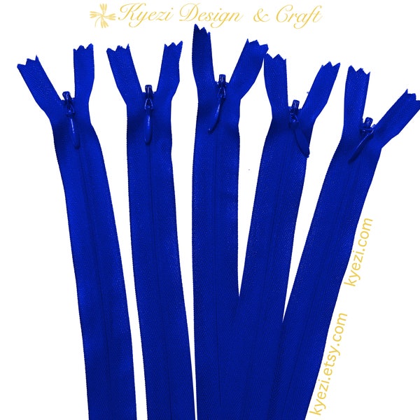5 10 15 pcs 22 inch Royal Blue Invisible Zippers
