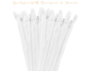 14 Inch White Chunky Teeth Molded Plastic Separating Sports Zippers - Gauge 5