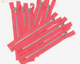 3 5 10 pcs Hot Pink Tape, Silver Metal Teeth Zippers Available in 3, 4, 5, 6, 7, 8, 9, 10, 12, 14, 16, 18 inches - U.S. SELLER Fast Shipping