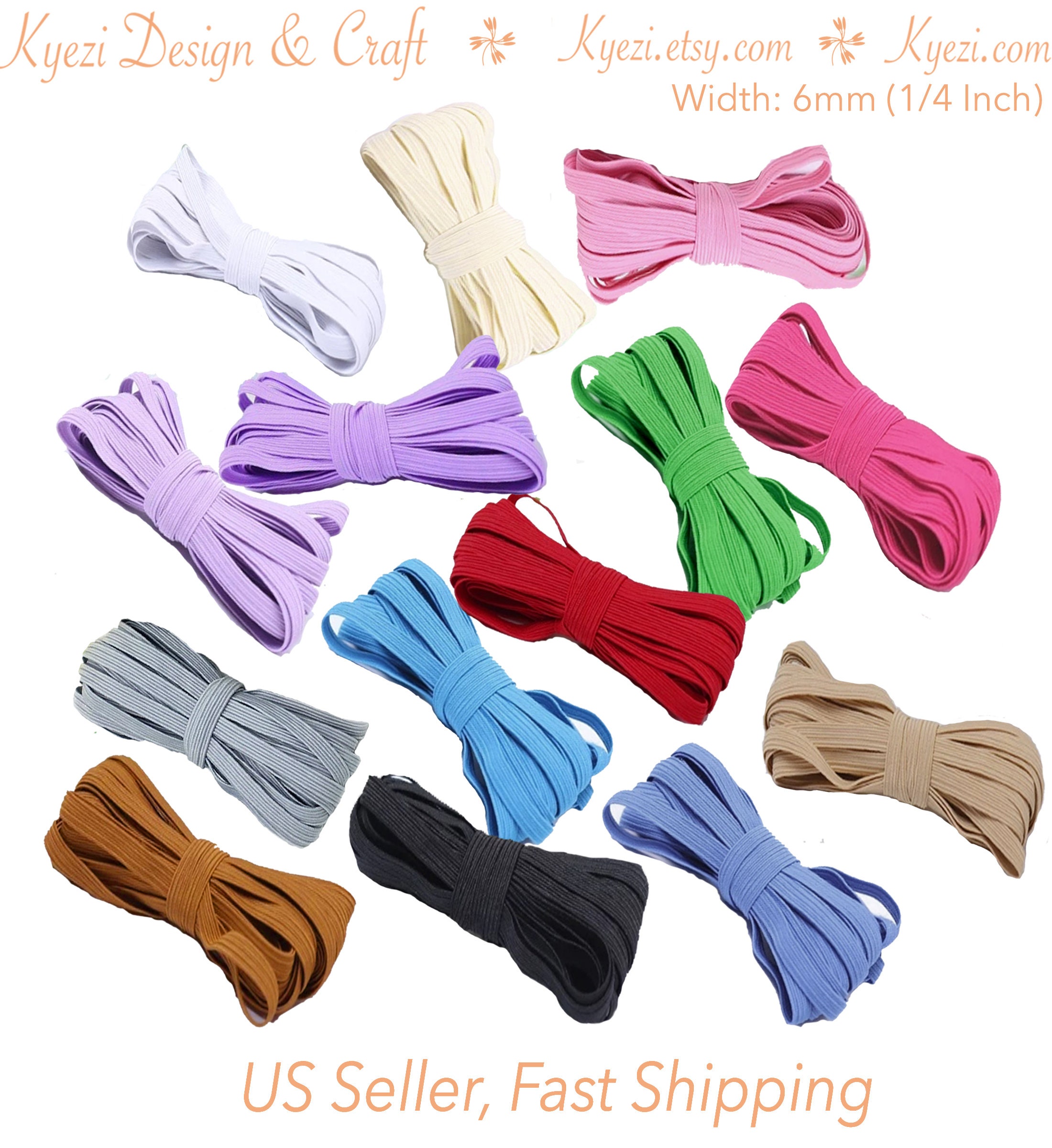 1/4 6mm Flat Elastic Band 1 5 10 20 50 100 yards Thin Etsy