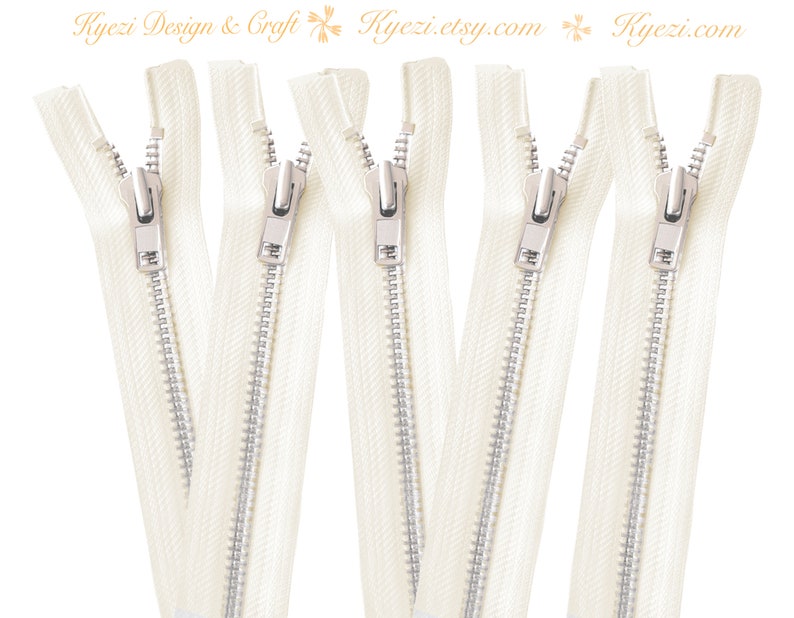 Gauge 5 Sale Wholesale Zippers Aluminum Metal Teeth Zippers 4 Inch Ivory Silver Separating Jacket Zipper