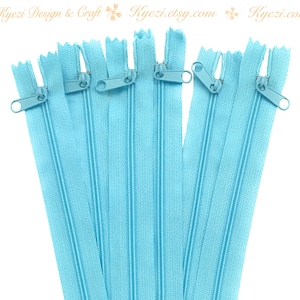 1 to 10 pcs 24 Inch Light Blue Long Pull Nylon Zippers, Handbag Purse Pull Zippers