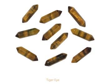 Tiger Eye Double Ended Carved Points, Cristal de Pierre Précieuse Naturelle - K224F