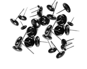 Ojos de vidrio negro de 3 mm, 4 mm, 5 mm, 6 mm y 8 mm sobre alfileres de alambre: esculturas de fieltro con aguja, ojos de animales de fieltro, juguetes tejidos, ojos de muñeca, K-45