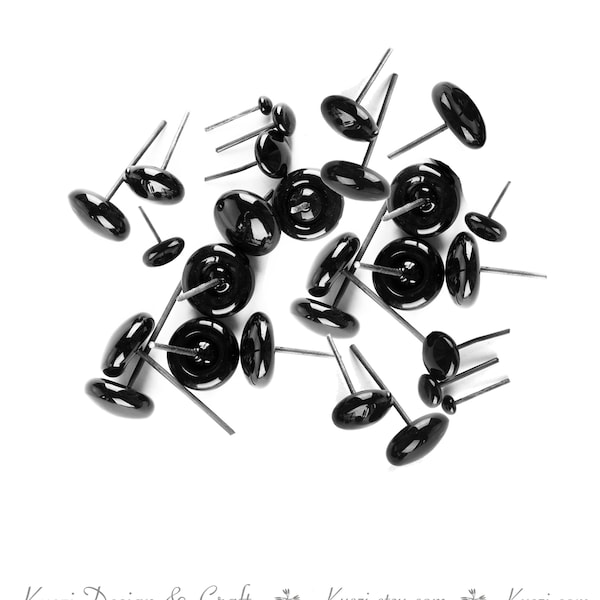 3mm 4mm 5mm 6mm 8mm Black Glass Eyes On Wire Pins - Needle Felting Sculptures, Felt Animal Eyes, Knit Stuff Toys, Doll Eyes, K-45