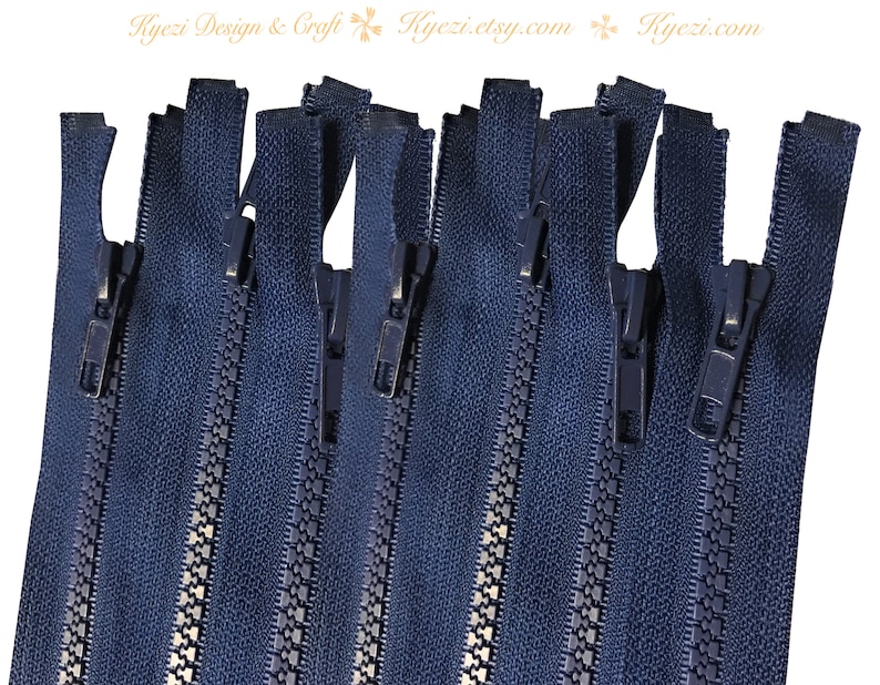 16 Inch Navy Chunky Teeth Molded Plastic Separating Sports Zippers Gauge 5