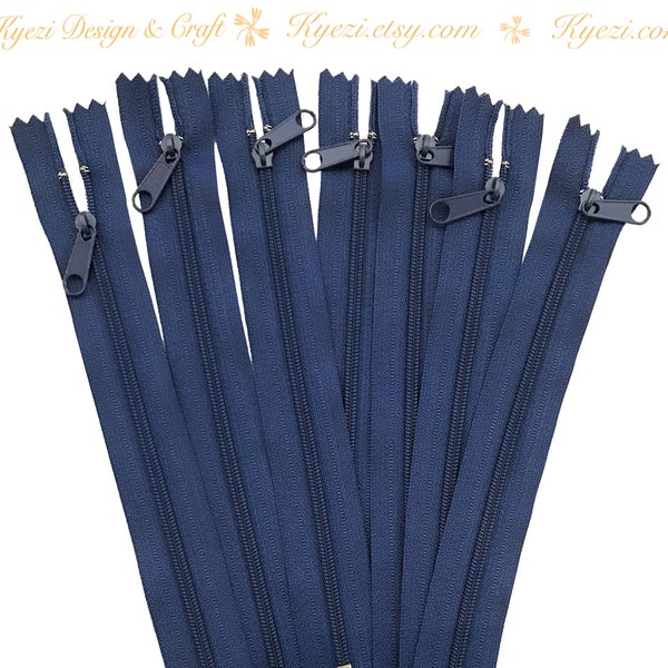 1 to 10 pcs 14 Inch Navy Long Pull Nylon Zippers, Handbag Purse Pull Zippers