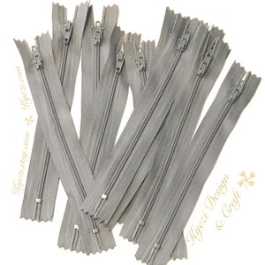 5 10 15 pcs 9 inch Charcoal / Dark Grey Nylon Coil Zippers