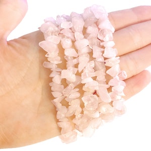 1 3 5 10 pcs Rose Quartz Chip Stretchy String Bracelet Chakras Stone Jewelry Bracelets