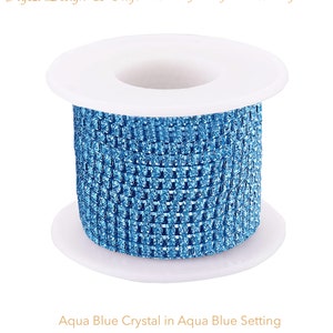 Aquablauwe strassketting van 3 mm op maat gesneden met hoogwaardige glaskristallen, kleurrijke strassteentjes, sprankelende doe-het-zelfaccessoires