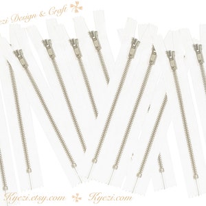 3 5 10 pcs 10 inch Off White Tape,  Silver Metal Teeth Zippers - U.S. SELLER Fast Shipping