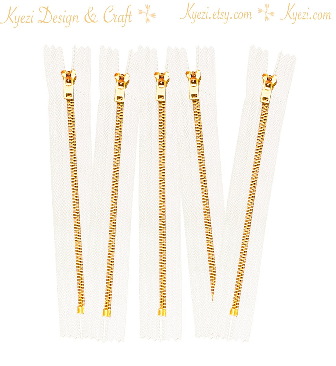 1 5 10 Pcs 7 Inch off White Tape Jeans Zippers #5 Brass Teeth