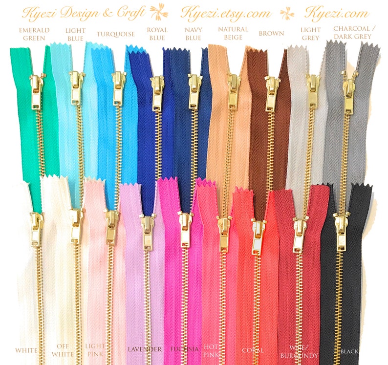 Brass Metal Teeth Zippers US SELLER Fast Shipping 3 5 10 pcs 16 inch Mixed colors Tape