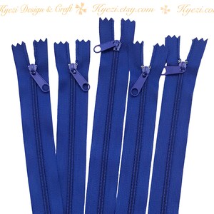 1 to 10 pcs 7 Inch Royal Blue Long Pull Nylon Zippers, Handbag Purse Pull Zippers
