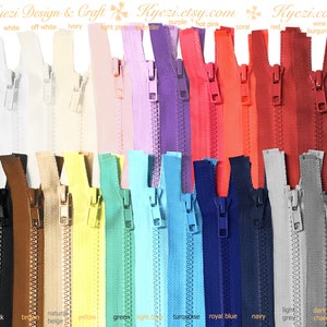26" Chunky Teeth Molded Plastic Separating Sports Zippers - Gauge 5 - Pink Blue Brown Burgundy Grey Green Natural Hot Pink Turquoise Yellow