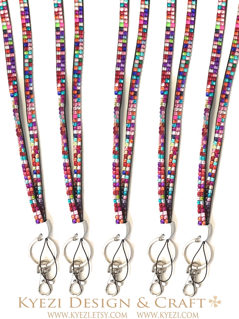 1 5 15 20 pc Rhinestone Crystal Luxury Bling Bling Lanyard for Cell Phone ID Key Chain Holder Badge ID U.S Seller, Fast Shipping image 3