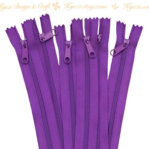 1 to 10 pcs 16 Inch Purple Long Pull Nylon Zippers, Handbag Purse Pull Zippers