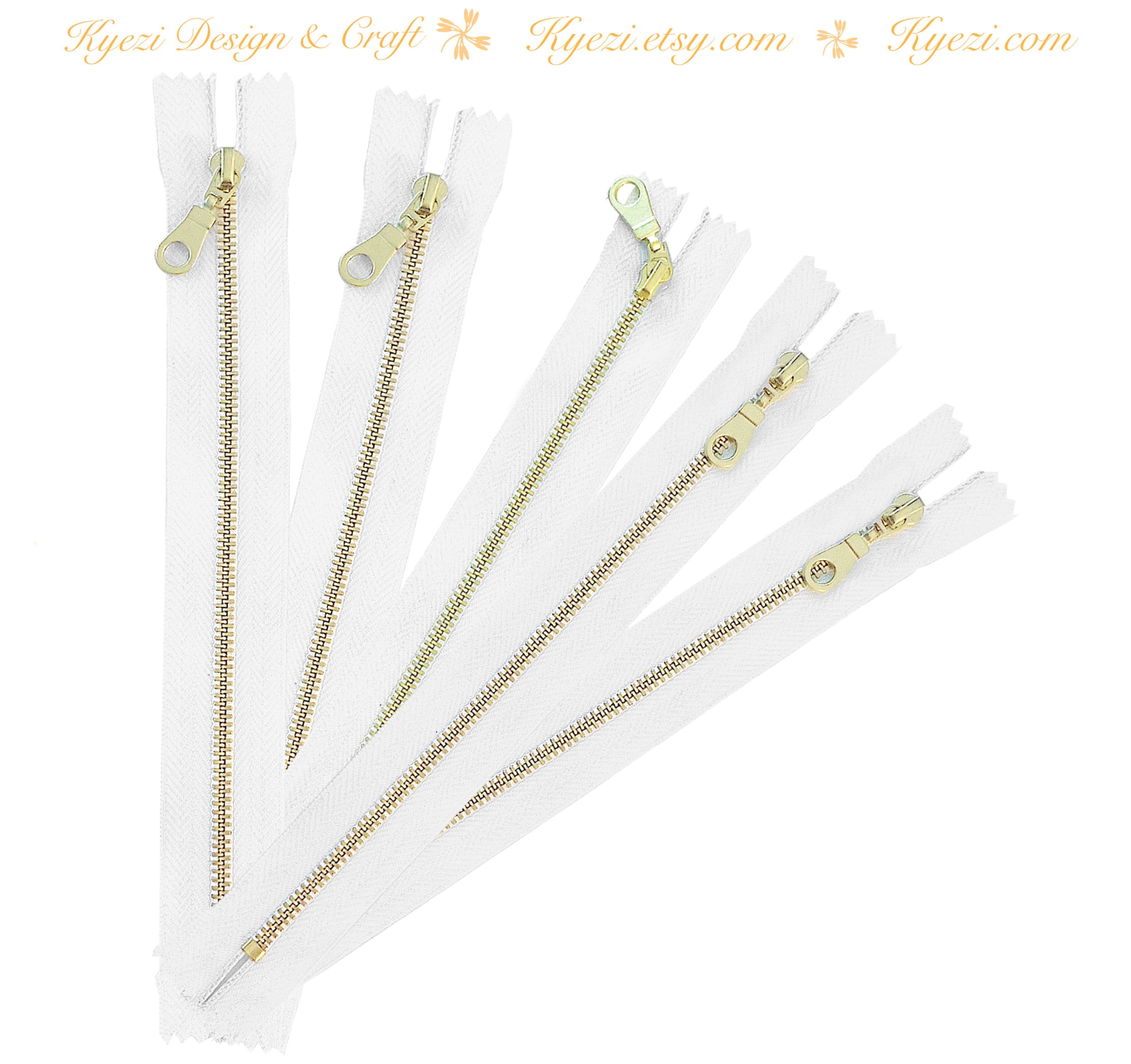 3 5 10 Pcs White Gold Donut Pull Brass Metal Teeth Zippers 8