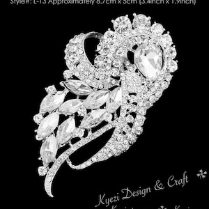 Extra Large Silver Crystal High Quality Rhinestone Brooch Silver Pin Clear Broach Dangling DIY Wedding Bouquet Embellishment Brooch L13