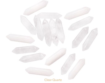 Quartz clair Points sculptés à double terminaison, cristal de pierre précieuse naturelle - K224G