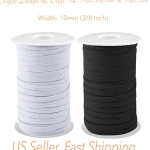 White and Black 100 Yard Roll Fold Over Elastic 1 Wide and 5/8
