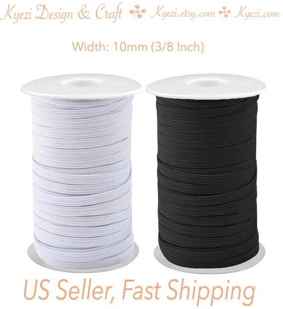 50 Yards 1/4 inch Flat Braided white Elastic Band for Sewing Craft DIY