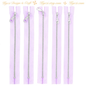 3 5 10 Pcs Lavander Silver Donut Pull Metal Teeth Zippers 8 10 12 Inch