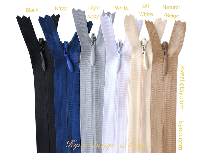 20 30 50 pcs 9 inch Off White Invisible Zippers